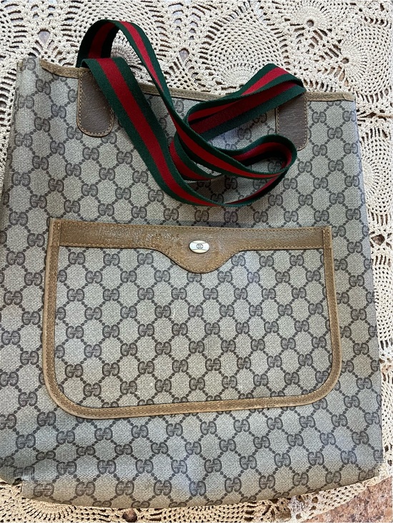 Gucci Handbags - Gucci GG Supreme REHAB vintage tote bag featuring the iconic Sherry web stripe